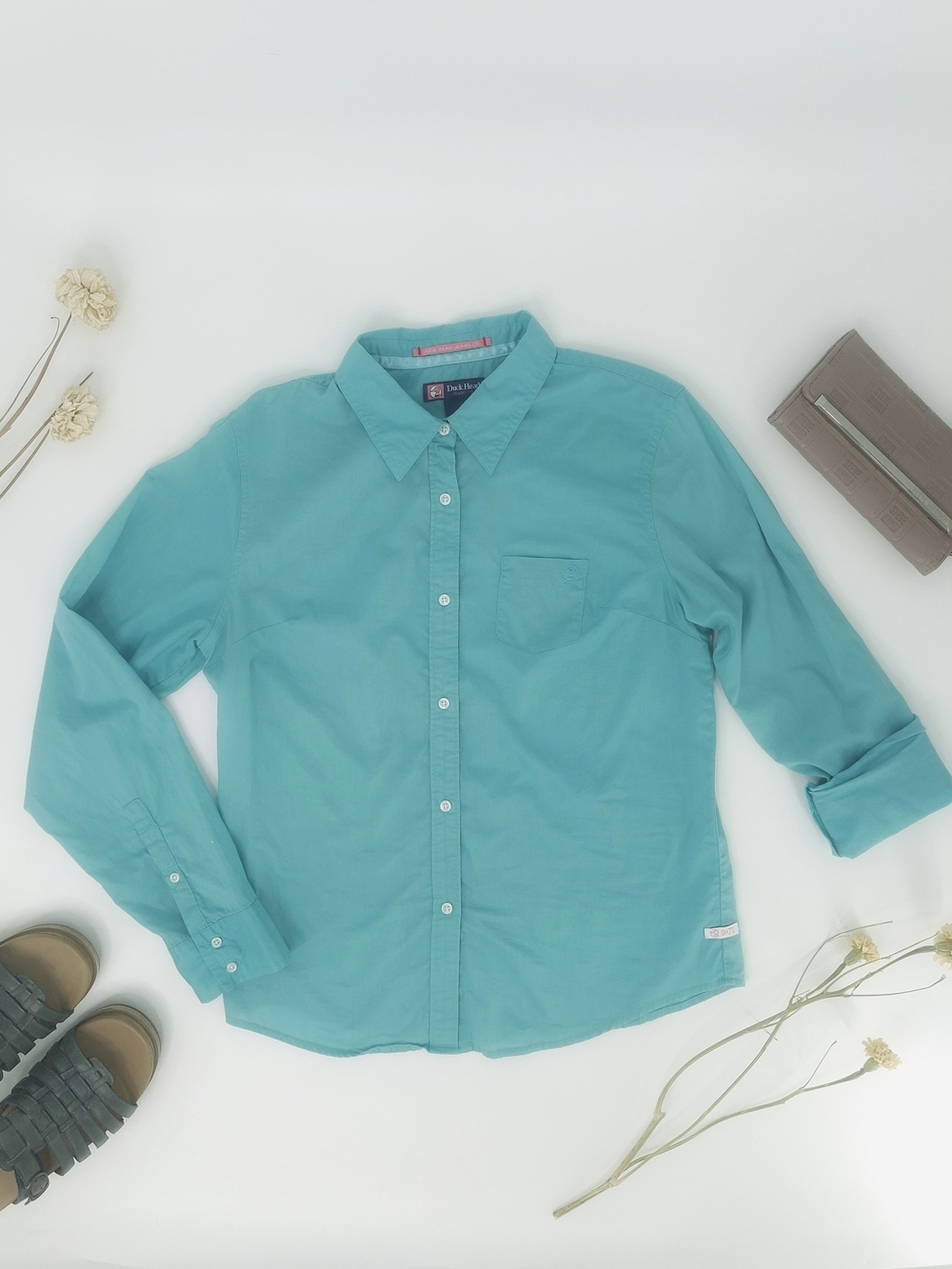 ✨Vintage Duck Head Jeans Co. Turquoise Cotton Button Down Shirt - Women's L✨